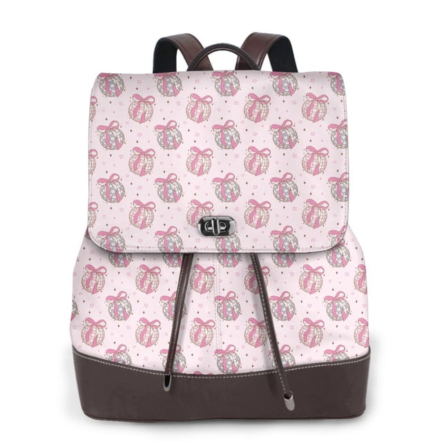 Fotbe Pink Disco Ball Mochila Bolso con Estampado para Mujer, Mochila Antirrobo de Nylon Impermeable, Bolsa Ligera de Hombro