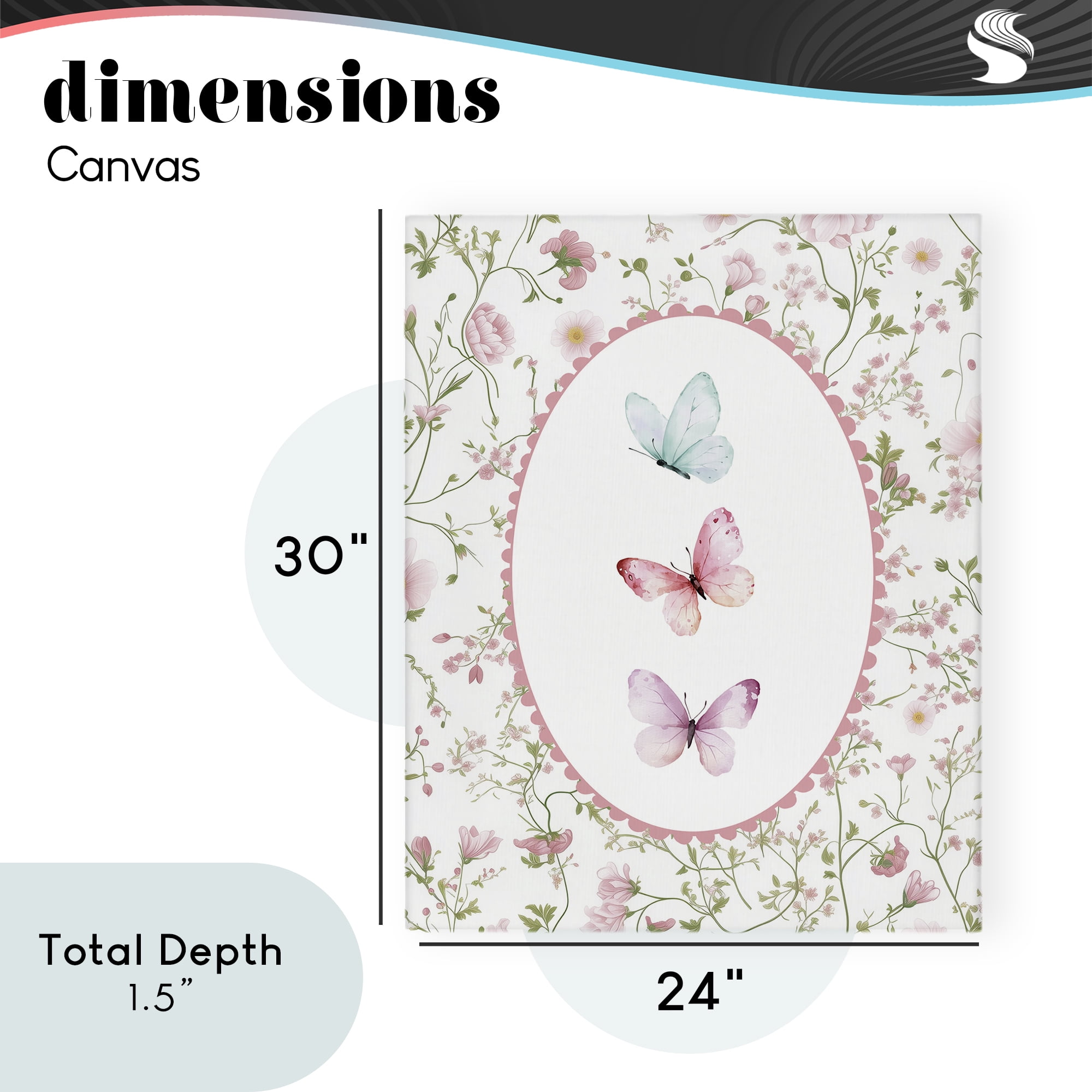 Delicate Florals & Butterfly Canvas Wall Art, design by Christine Simpson Art
