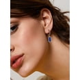 thumbnail image 4 of Bestyle Sterling Silver Dangle Earrings for Women Huggie Hoop Drop Earrings with Rectangular Baguette Sapphire Crystal, September, 4 of 9