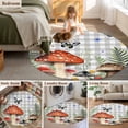 thumbnail image 5 of Round Area Rug 4 Ft, Spring Mushrooms Washable Non-Slip Circle Carpet for Living Room/Bedroom, Farmhouse Pastoral Botanical Gray Plaid Low-Profile Crawling Mats Collection Rugs for Indoor, 5 of 8