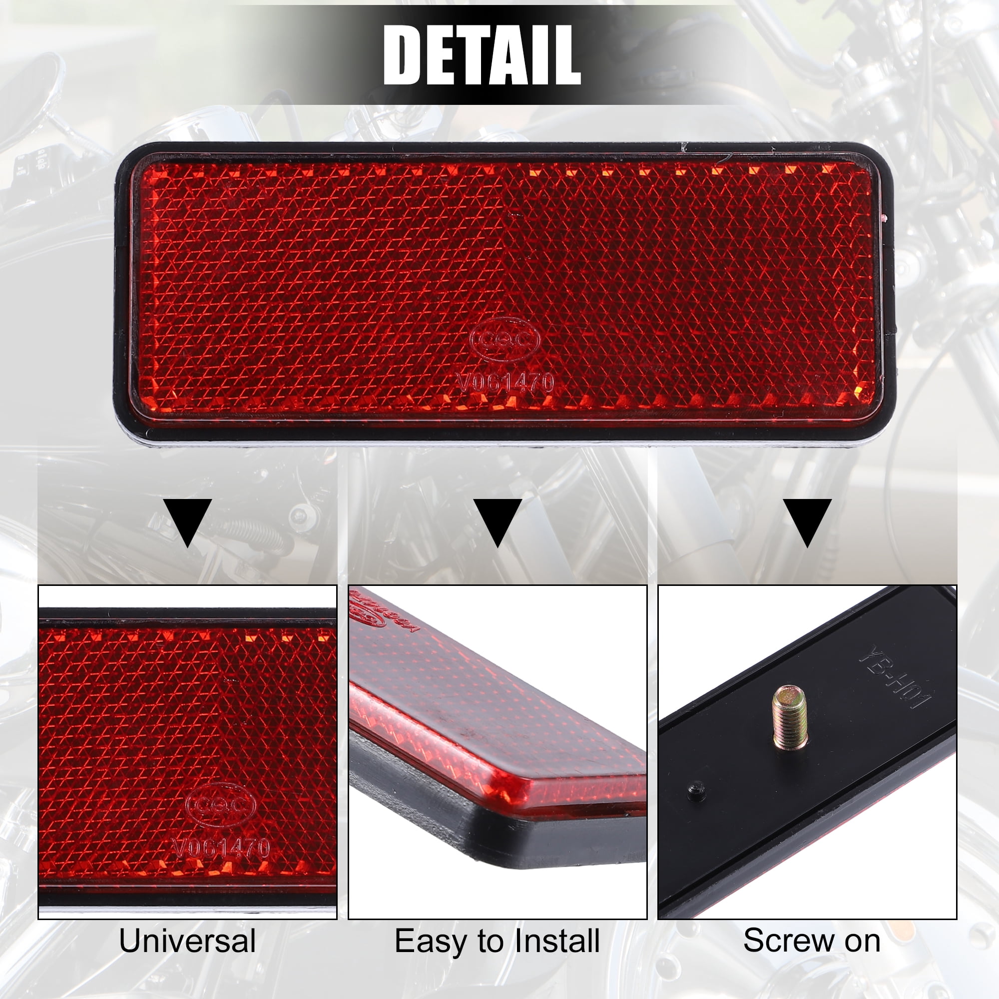 Unique Bargains 4Pcs M6x1.0 Plastic Universal Reflective Warning Reflector Red