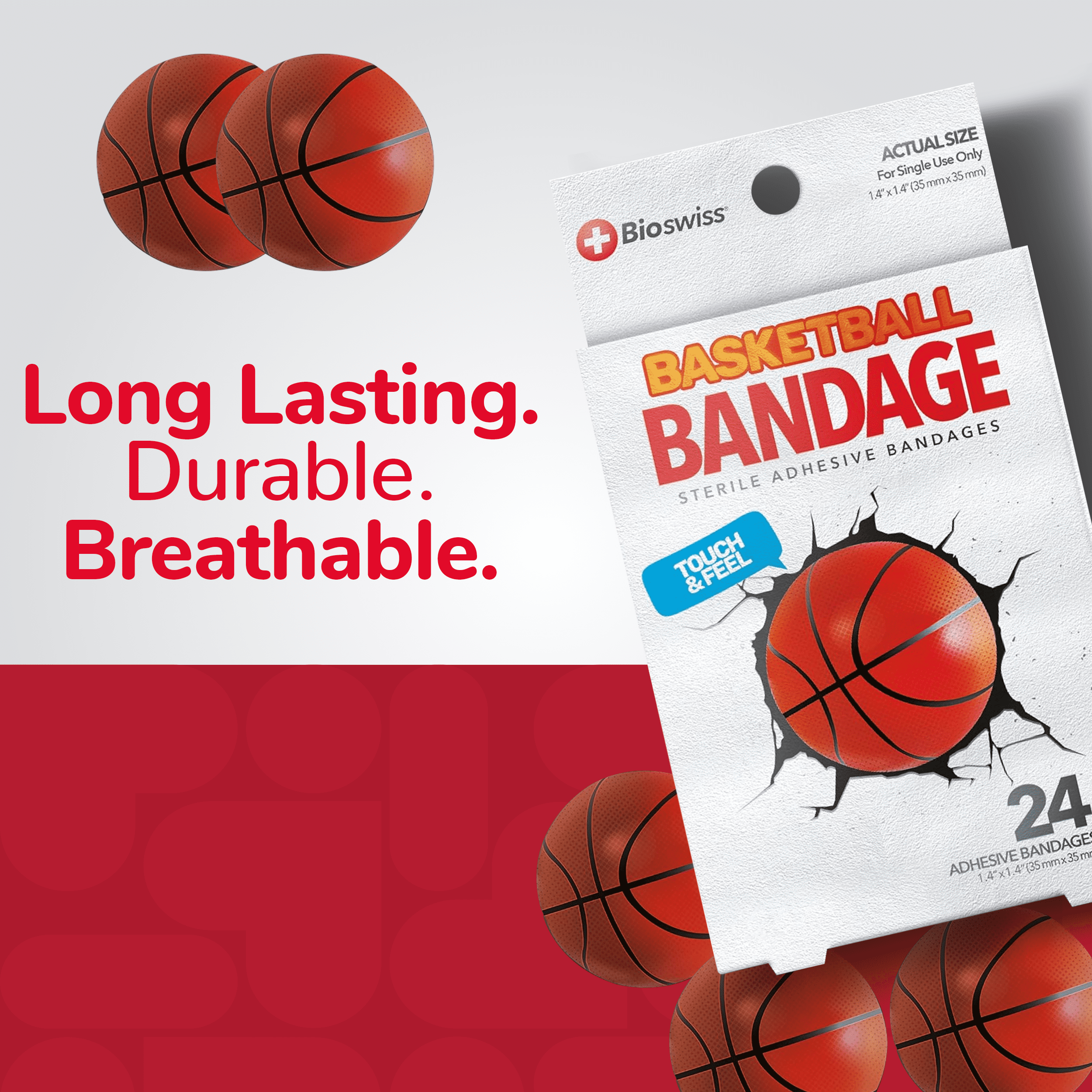 BioSwiss Basketball Shaped Bandages, Sterile, Fun First Aid Kit