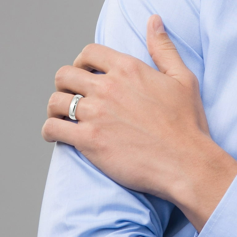 Men s Solid 10K White Gold 6mm Traditional Plain Wedding Band Available Ring Sizes 8 12 1 2 Size 12.5 Walmart