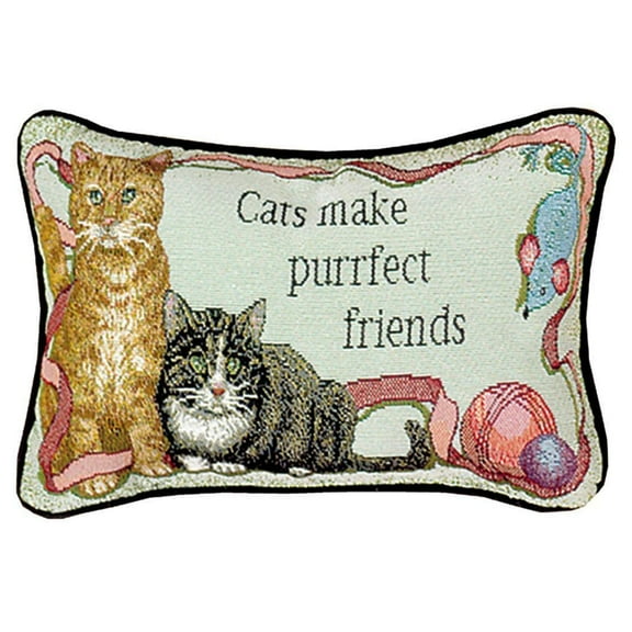 Manual Woodworkers Purrfect Friends Throw Pillow WHITE MULTI