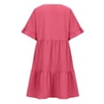 thumbnail image 6 of Neewe Summer Midi Dress for Women Loose Fit Plain V Ncck Short Sleeve Ruff Pleated Hem T Shirtdress, 6 of 8
