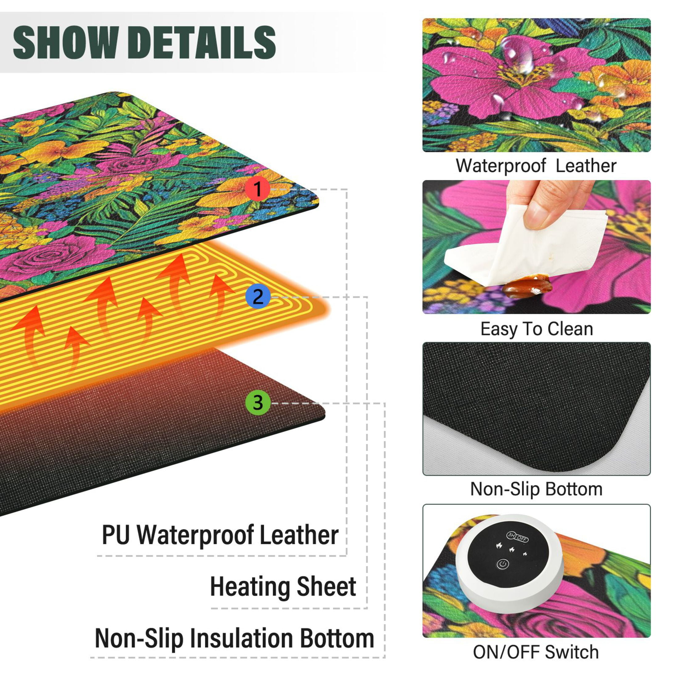 Wobogo Tropical Pineapple Heated Mouse Pad Extra-Large Desk Mat With 3 Heating Levels and 3-hour Auto Shut-Off Protection Ideal for Computer Keyboards Home Office Hand-warming Essential 31.5in × 13in