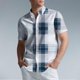 thumbnail image 1 of Blusa y camisa de manga corta con cuello vuelto para hombre, camisa informal con botones y estampado a cuadros, de manga corta y solapa., 1 of 5