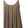 thumbnail image 4 of A2Y Women's Relaxed Fit Wool Dobby Woven Double Layer Spaghetti Cami Pleated Top Mocha M, 4 of 6