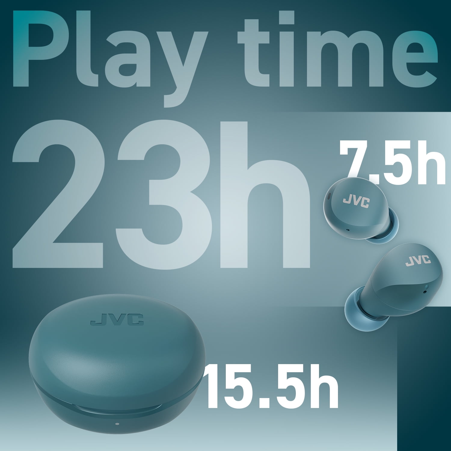 JVC Compact and Lightweight Gumy Mini True Wireless Earbuds Headphones, Long Battery Life (up to 23 Hours), Sound with Neodymium Magnet Driver, Water Resistance (IPX4) - HAA6TZ (Green)
