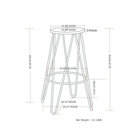 Simpli Home - Simeon Industrial Metal 26 inch Metal Counter Height Stool with Wood Seat (Set of 2) in - Natural / Black