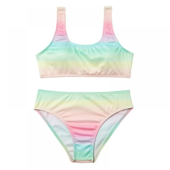 GYRATEDREAM 7-14 Years 2 Piece Girls Bikini Beach Swimwear Swimsuits Quick Dry Swimwear Bathing Suits
