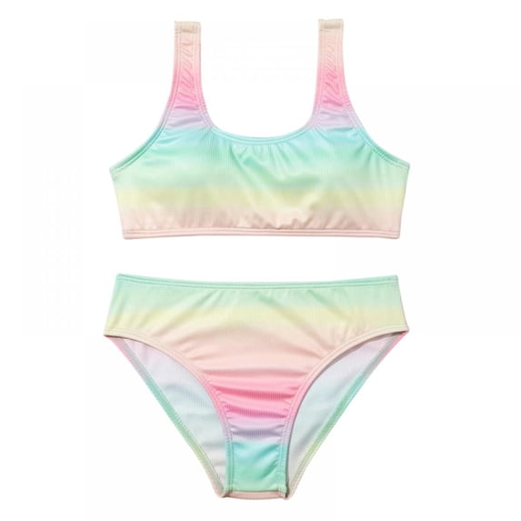 GYRATEDREAM 7-14 Years 2 Piece Girls Bikini Beach Swimwear Swimsuits Quick Dry Swimwear Bathing Suits