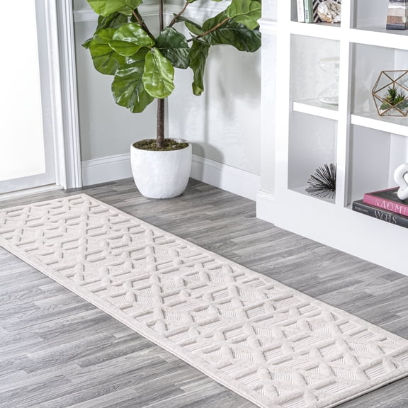 JONATHAN Y IBIZA 2 x 8 Runner Rug, Talaia Neutral Geometric - Ivory, IBZ102D-28