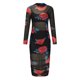 thumbnail image 4 of ICHUANYI Clearance Fashion Women Summer Mesh Print Casual Long SLeeve Top+ Skirt Set 3PCS Suit(Red, M) ICHUANYI WER2023081110777, 4 of 8