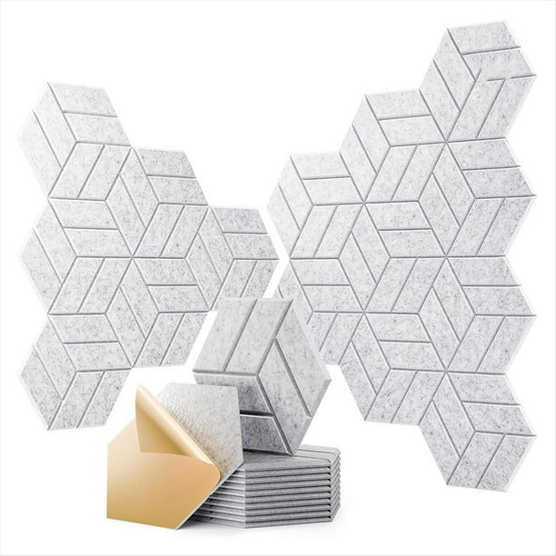 22 Paneles Acústicos Autoadhesivos, Paneles de Pared Insonorizados Hexagonales de 30,5 X 25,4 X 1 cm, para Estudio, Oficina y Hogar B