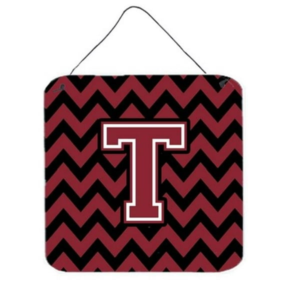 Letter T Chevron Garnet & Black Wall or Door Hanging Prints