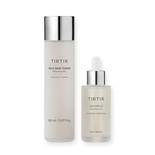 Set de hidratación diaria TIRTIR Milk Skin Toner + SOS Serum