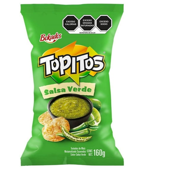 Botana Bokados Topitos sabor salsa verde 160 g