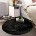 thumbnail image 3 of Ghouse Round Black Area Rug 6.7 feet, Thick and Fluffy Faux Sheepskin Machine Washable Circle Plush Carpet, Faux Sheepskin Rug for Living Room, Bedroom, Kids Room, 3 of 5