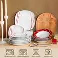 thumbnail image 3 of MALACASA, Series Felisa, 18-Piece Porcelain Dinnerware Set, Red Stripes Ivory White Dinner Set, Service for 6, 3 of 9