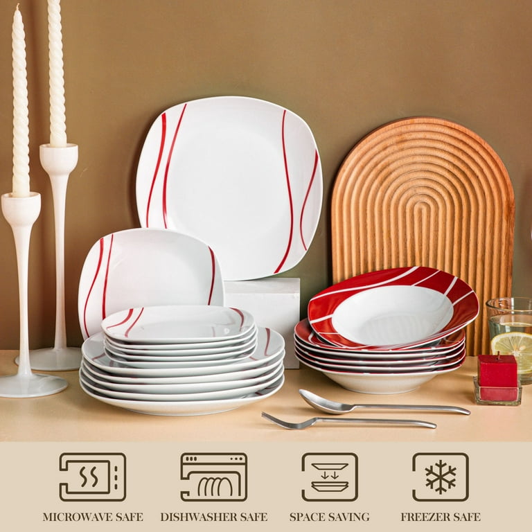 MALACASA Julia 36pcs Porcelain Dinnerware Set Tableware Plate Set