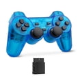 thumbnail image 4 of RetroFam 2 Pack compatible PS2 Controller Wireless for Playstation 2 PS2 Console, Transparent Red & Blue, 4 of 5