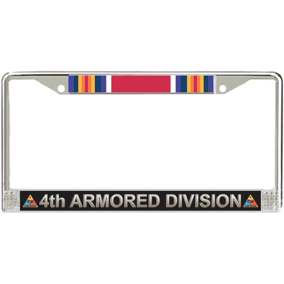 4th Armored Division WW2 Veteran Service Ribbon License Plate Frame