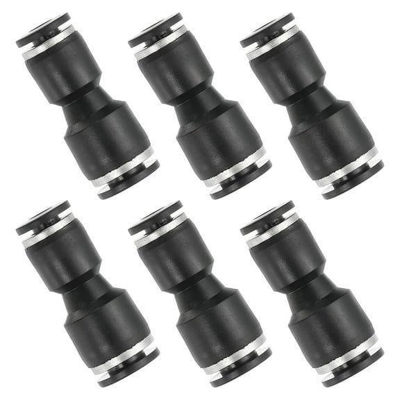 Uxcell 6 Pcs Straight Union Push to Connect Fitting, 5/32" x 1/4" OD Tube Reducer Connector Quick Push Lock Adapter Air Hose Fitting for Pneumatic System Pipeline Connection, Black