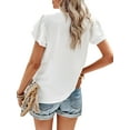 thumbnail image 7 of Biekopu Women Summer Short Sleeve T-Shirts,Casual Contrast Color Ruffle Trim V Neck Basic Tops, 7 of 7