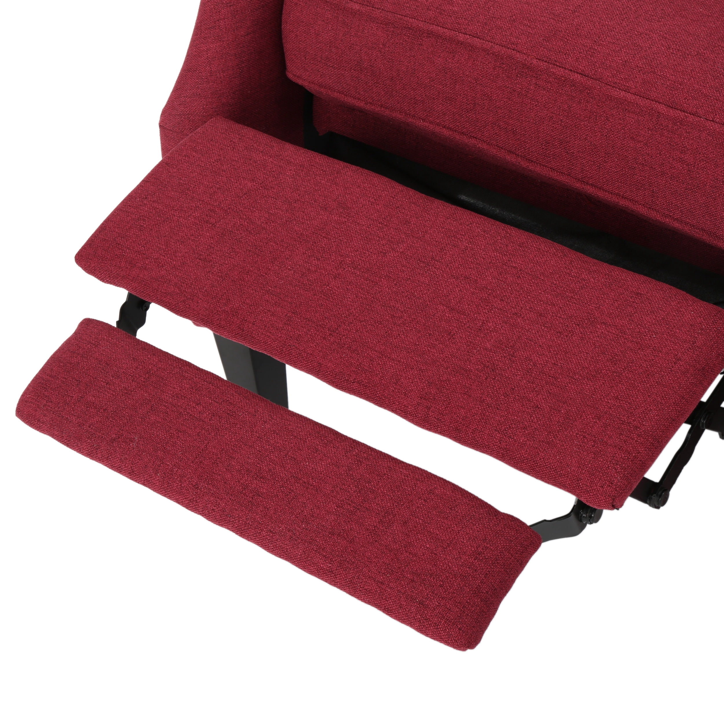 Noble House Wescott Fabric Nailhead Trim Recliner with 2 Sets, Dark Brown/Deep Red
