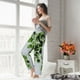thumbnail image 5 of Balery Watercolor Green Leaves Pantalones de pijama para mujer, pijamas ultraligeros, pantalones de estar por casa-Medium, 5 of 6