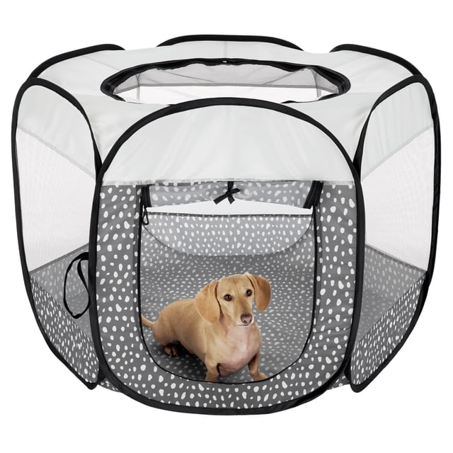 Corralito portátil para perros y carpa para gatos Furhaven Gris Piedras Mediana