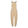 thumbnail image 4 of GaThRRgYP Womens Trousers High Waisted,Fashion Women Casual Cold Shoulder Jumpsuit Solid Button Suspender Jumpsuits Wide Pocket Leg Pant, 4 of 5