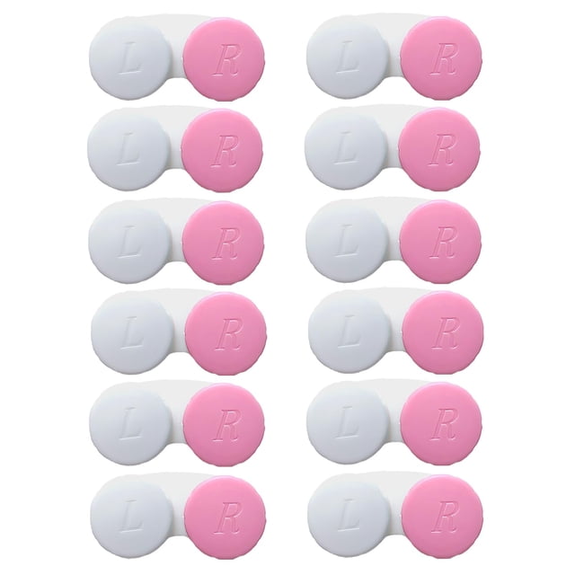 Estuche para lentes de contacto Erewa, paquete de 12 unidades, kit de almacenamiento, blanco y rosa