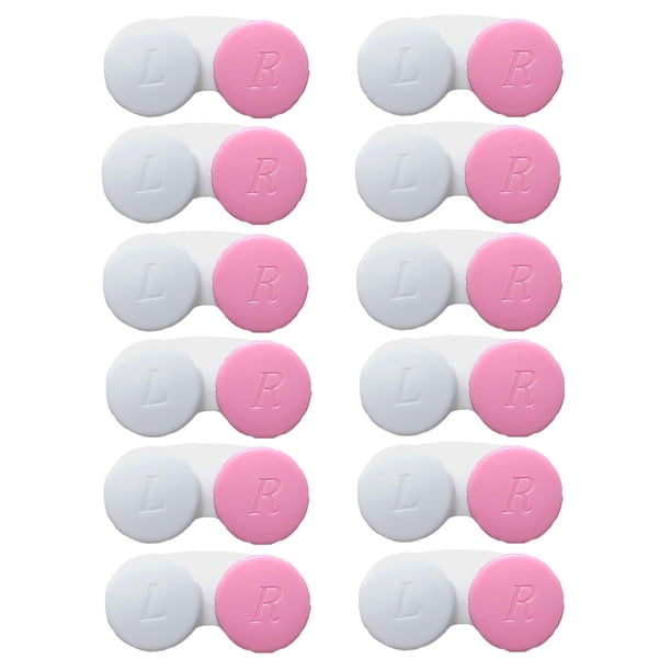 Estuche para lentes de contacto Erewa, paquete de 12 unidades, kit de almacenamiento, blanco y rosa