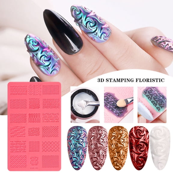 SmartBy Nail Template Exquisite Practical Colorful Silicone Nail Stemping Plates for Girl