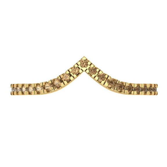 0.1725 ctw Wedding Band for Women - 14K Yellow Gold Simulated Champagne Diamond Stackable Eternity Ring