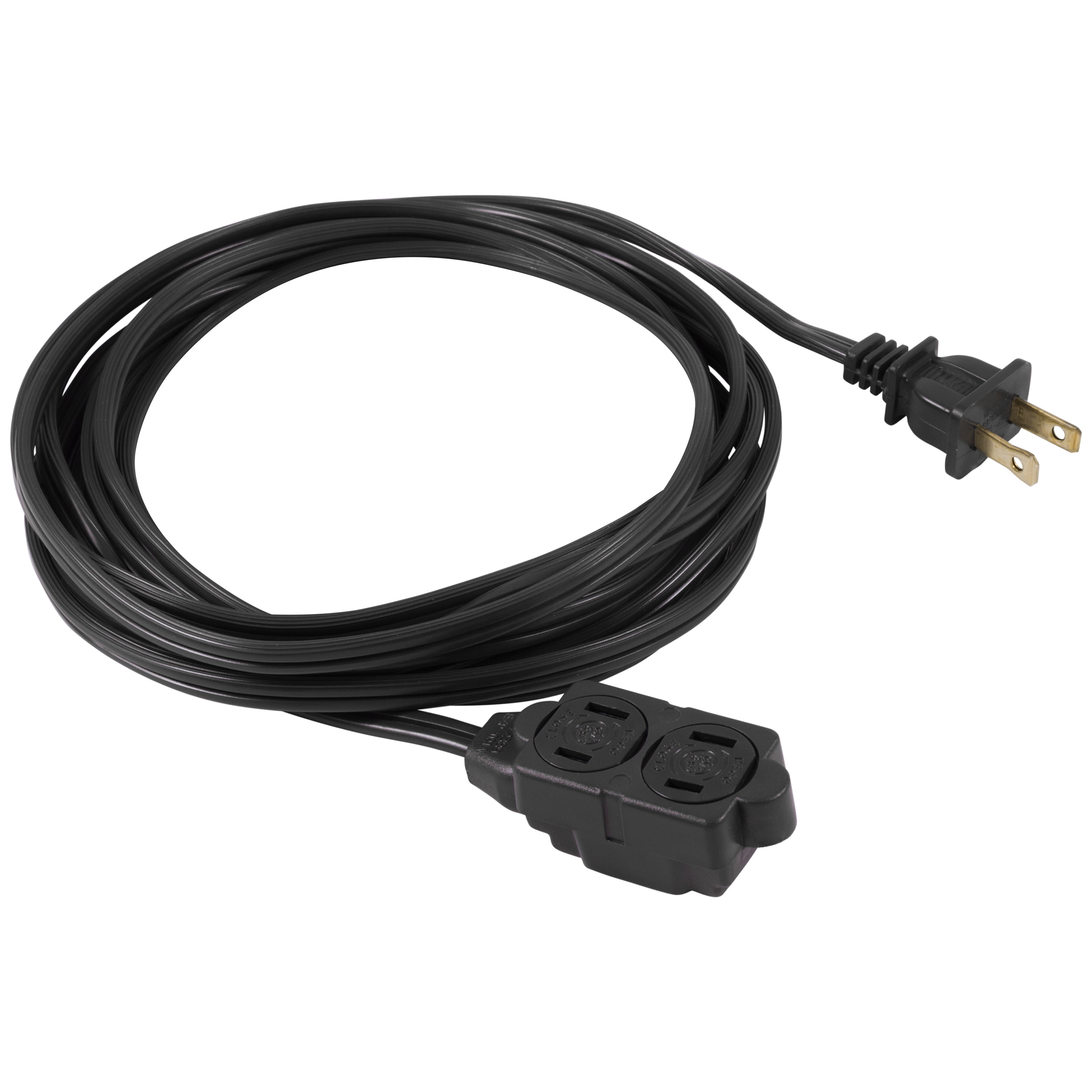 GE 9 ft Extension Cord, 3 Outlet Power Strip, 2 Prong, Black, 45149