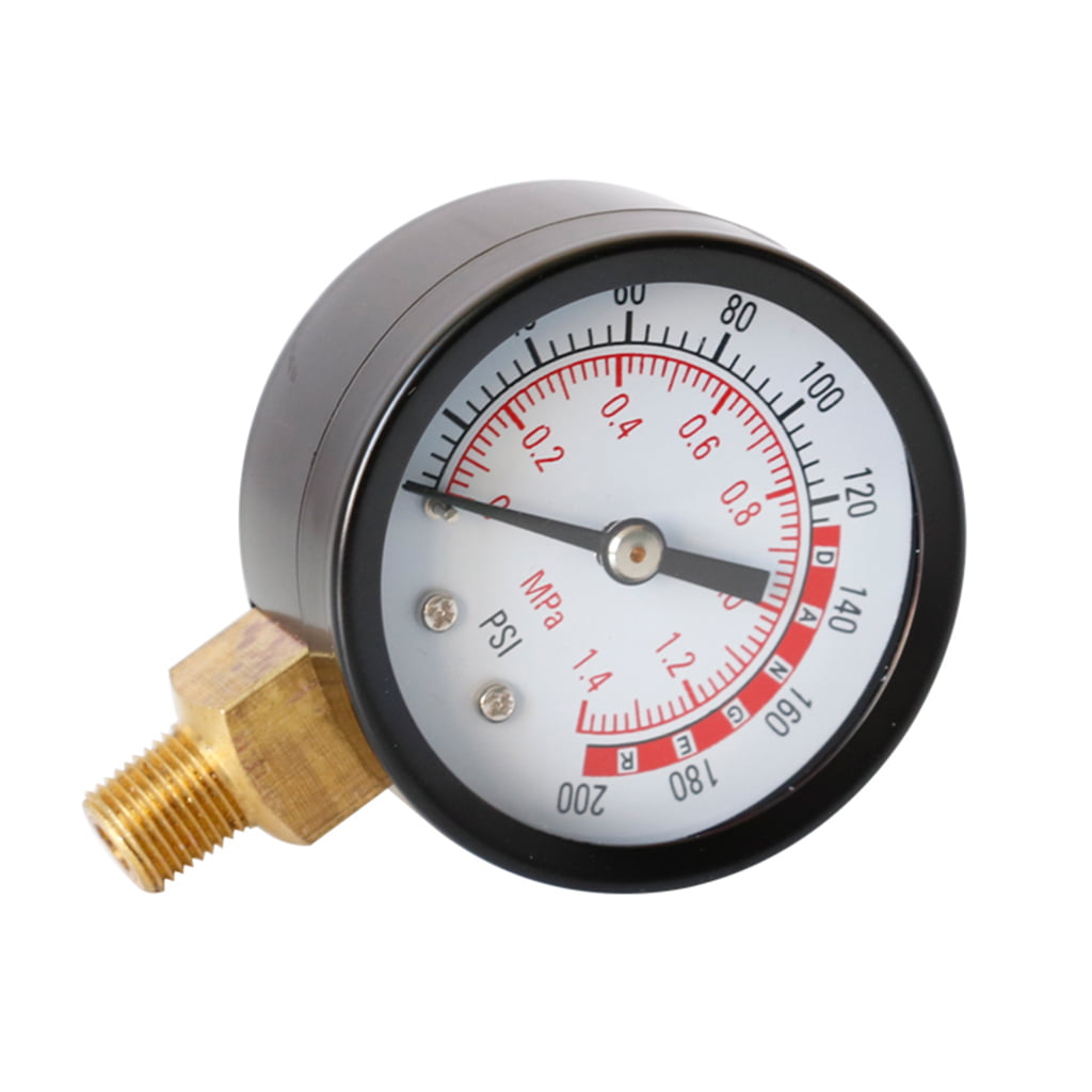 0-200 PSI Air Gauge For Air Tank Accessory Easy To Read Two Color Gauge Bottom 