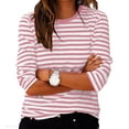 thumbnail image 2 of Womens Striped Long Sleeve Shirts Spring Outfits Color Block Tops Fashion Clothing Ribbed Crewneck Tee Blouses, 2 of 5