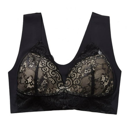 

Xmarks Front Closure Push up Bras for Women Plus Size - Ultra-Soft and Breathable Floral Lace Thin Wireless Full Coverage Bra M-6XL
