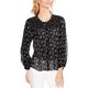 thumbnail image 1 of Vince Camuto Blusa con botones y yugo fruncido para mujer, negro, extragrande, 1 of 1