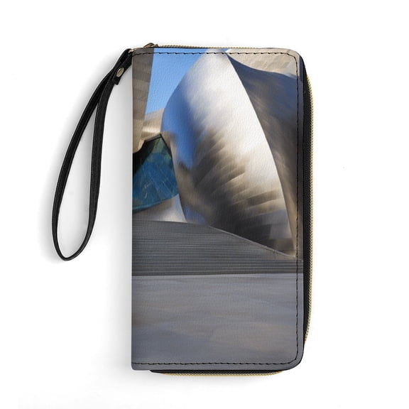 Womens Wallet Bifold Ladies Cluth Bag Wristlet Wrist Strap Long Purse Concert Hall Design