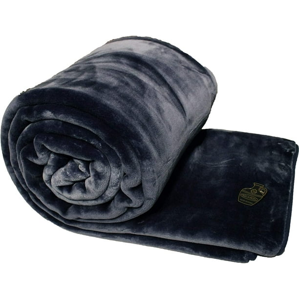 SOLARON Solid Navy Twin Blanket Korean Authentic Heavyweight Blankets