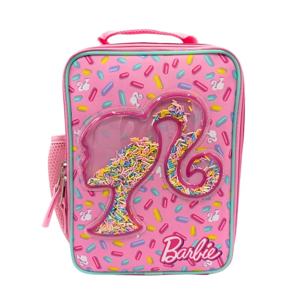 Barbie Confetti Cutie Reusable Insulated Lunch Bag with Front Pocket and Padded Handle