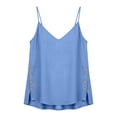 thumbnail image 5 of VBVC Women's V-Neck Spaghetti Strap Tank Top,Ladies Side Button Linen Blend Cami,Summer Cotton-Linen Boho Top For Women,Blue,S-3XL, 5 of 9