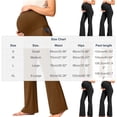 thumbnail image 3 of bbymog Women's Maternity Pants Over The Belly Wide Leg Pants Stretchy Lounge Trousers with Pockets Pregnancy Clothes Coffee-8 L, 3 of 6