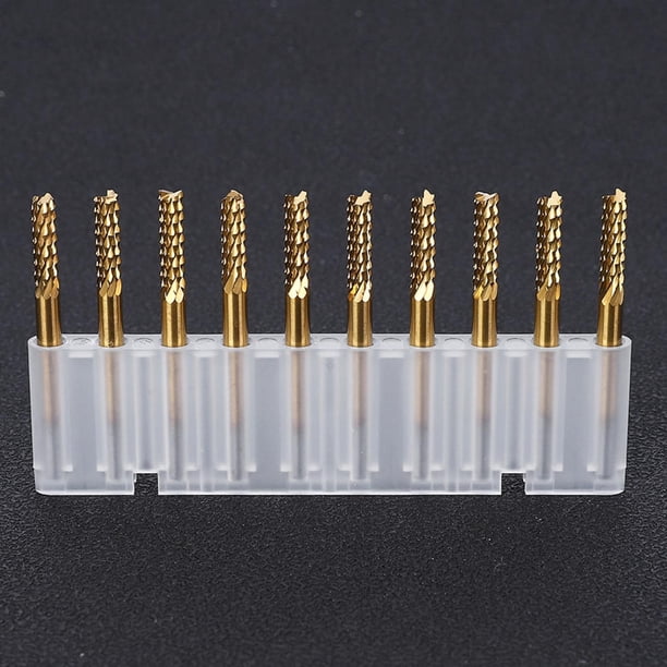 10 piezas de fresas de carburo de 3,175 mm con vástago de 1/8 y revestimiento de titanio para grabado de PCB CNC
