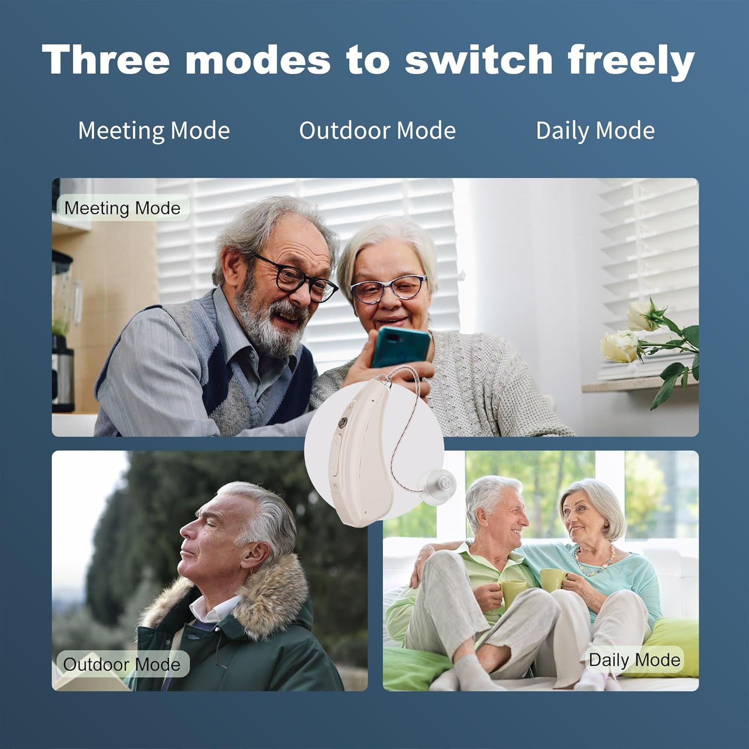 Hearing Aids for Seniors and Adults - Rechargeable Hearing Amplifiers with Noise Canceling Invisible Hearing Aid With Portable Charging Case and Button Volume Control
