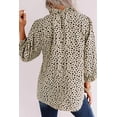 thumbnail image 3 of Khaki Leopard 3/4 Ruffle Sleeve Frill Neck Blouse, 3 of 32